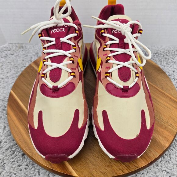 Nike Mens 9.5 Air Max 270 React Noble Red Athletic Daily Sneaker AO4971-601 - Picture 6 of 13